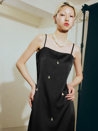 satiin bijou set dress / サテンビジューセットドレス
