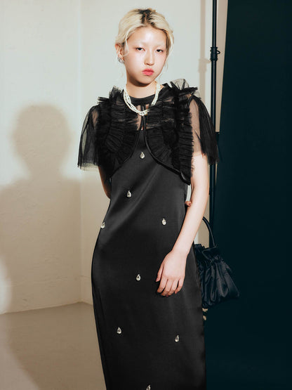 satiin bijou set dress / サテンビジューセットドレス