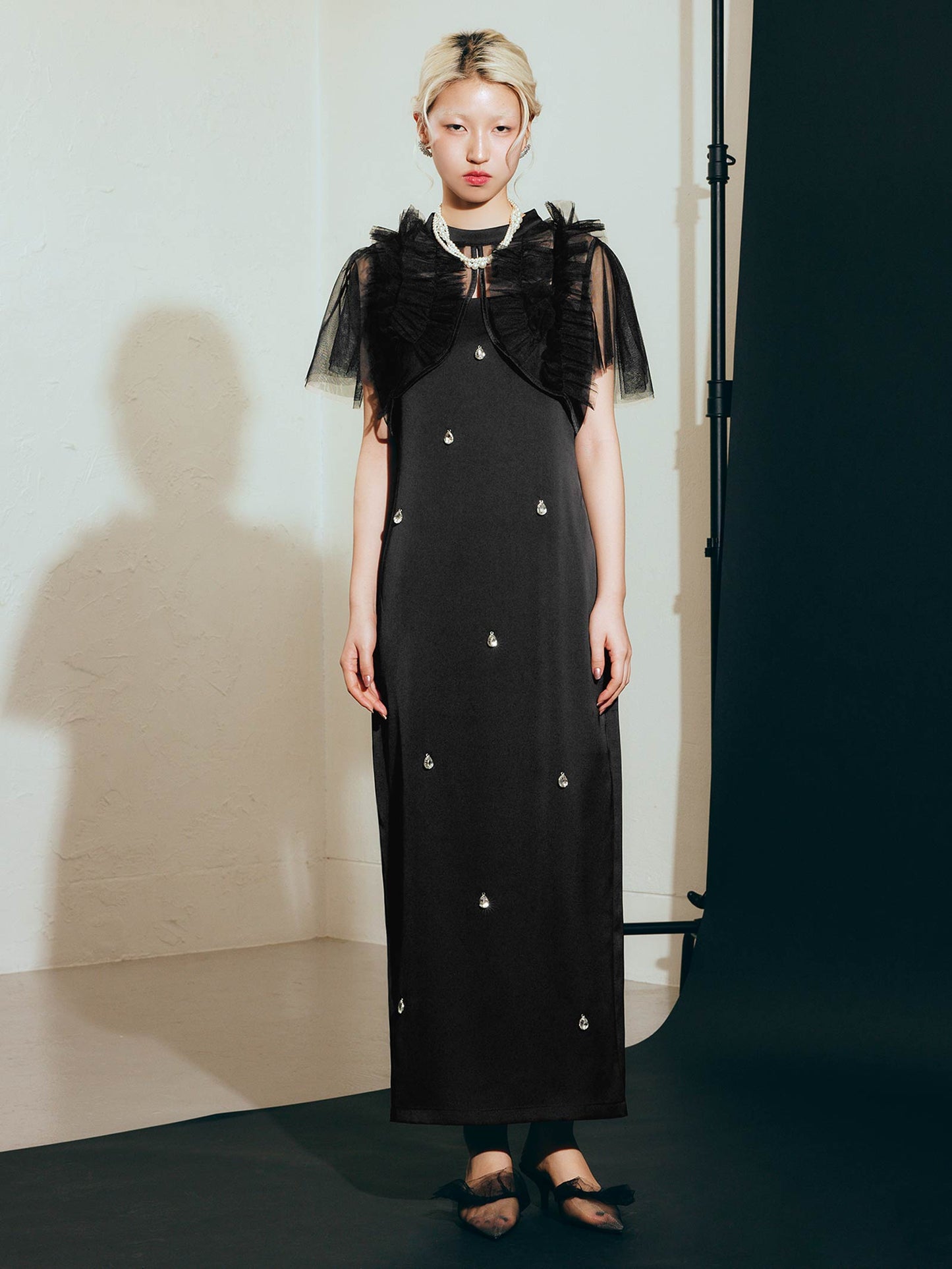 satiin bijou set dress / サテンビジューセットドレス