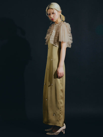 satiin bijou set dress / サテンビジューセットドレス