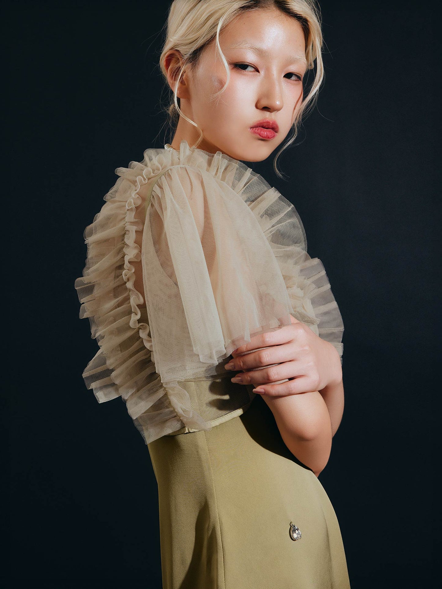 satiin bijou set dress / サテンビジューセットドレス