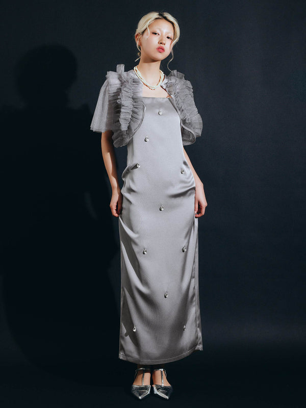 satiin bijou set dress