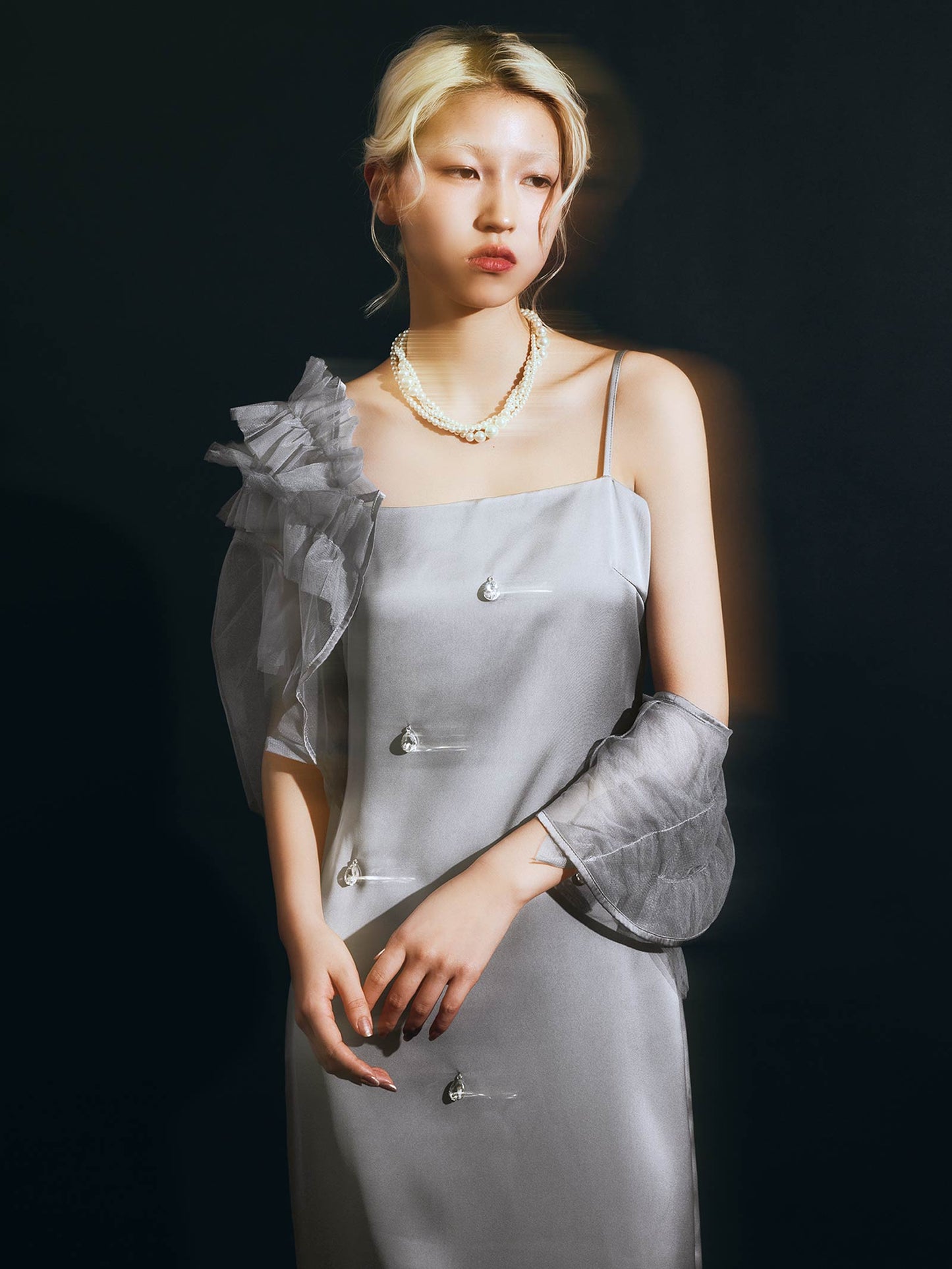 satiin bijou set dress / サテンビジューセットドレス