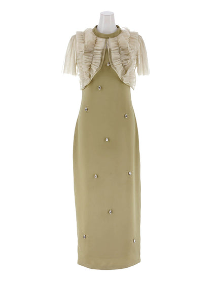 satiin bijou set dress / サテンビジューセットドレス
