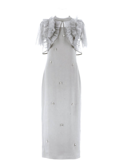 satiin bijou set dress / サテンビジューセットドレス