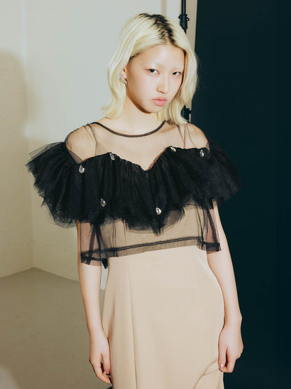 drop bijou frill top / ドロップビジューフリルトップ