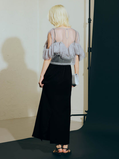 drop bijou frill top / ドロップビジューフリルトップ