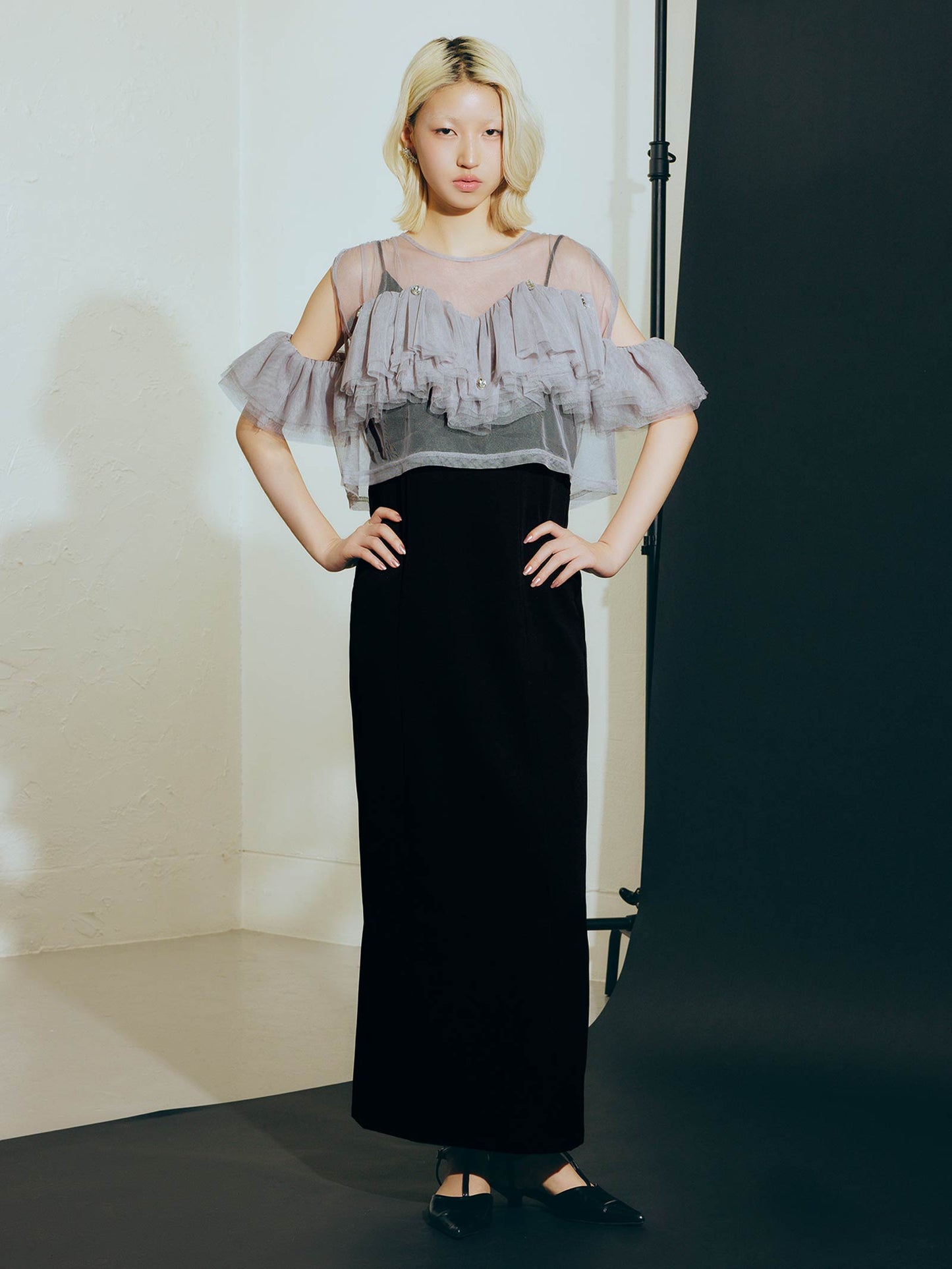 drop bijou frill top / ドロップビジューフリルトップ
