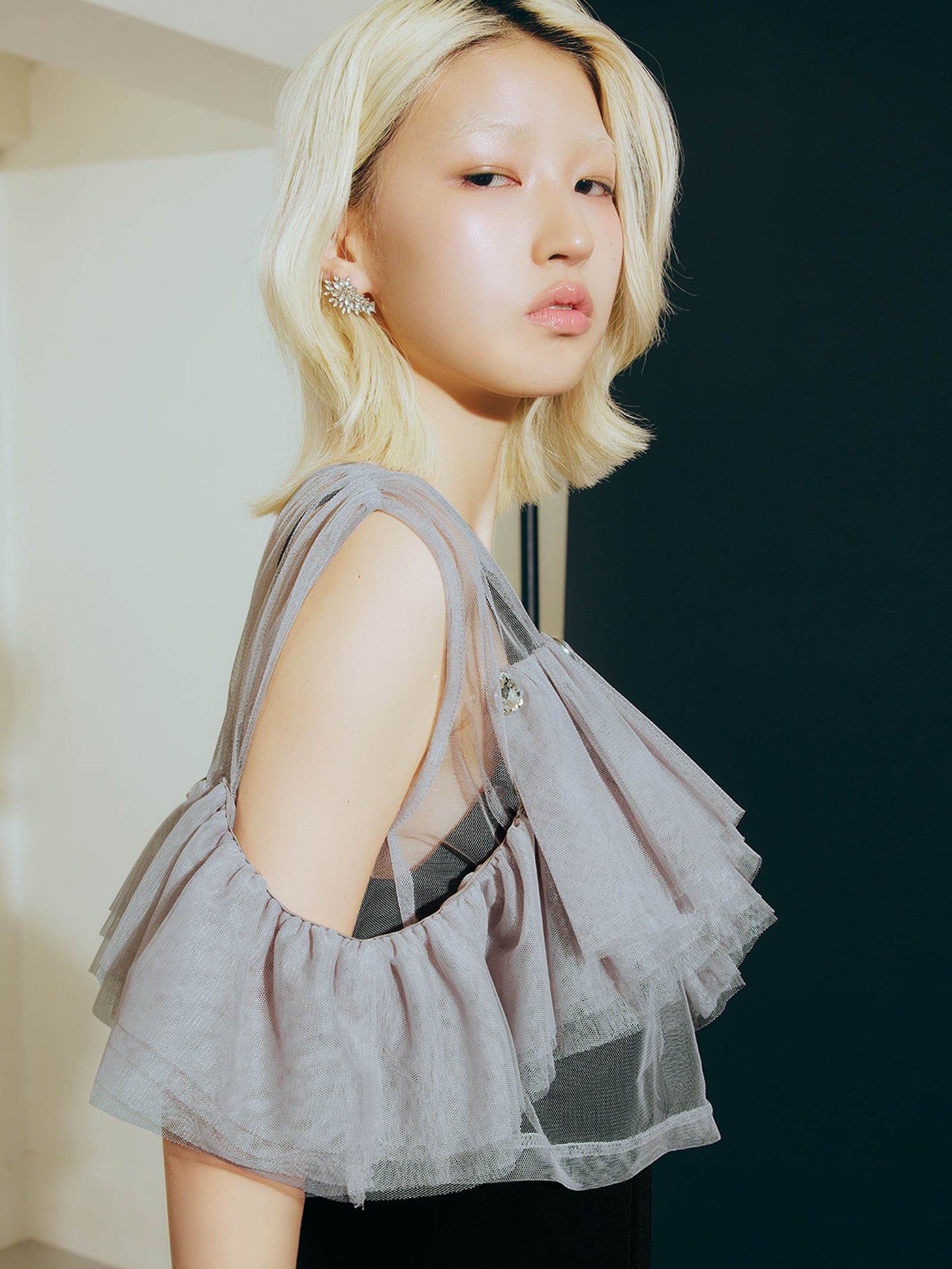 drop bijou frill top / ドロップビジューフリルトップ