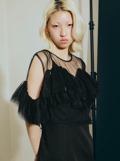 drop bijou frill top / ドロップビジューフリルトップ