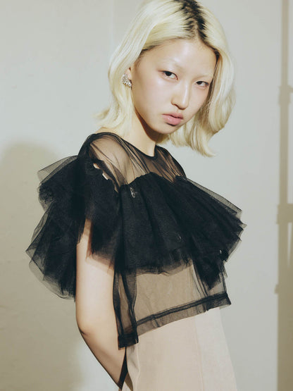 drop bijou frill top / ドロップビジューフリルトップ