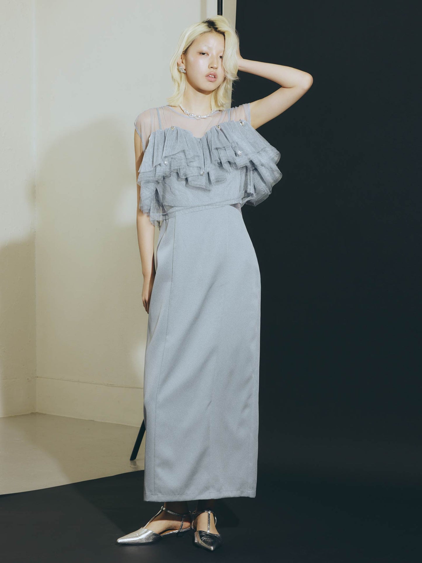 drop bijou frill top / ドロップビジューフリルトップ