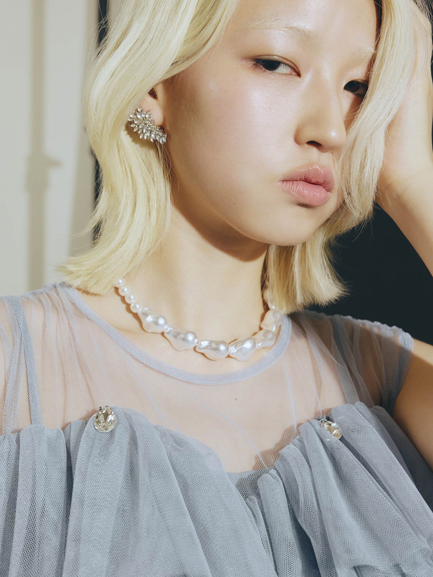 drop bijou frill top / ドロップビジューフリルトップ