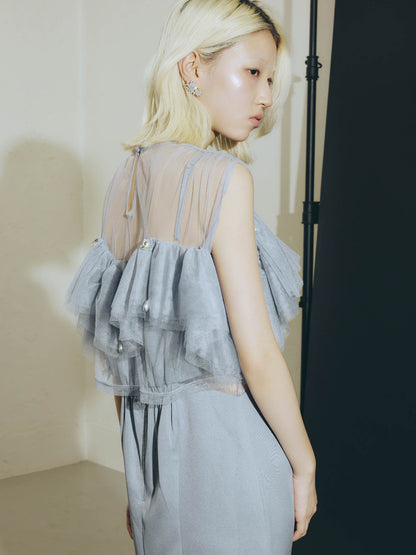 drop bijou frill top / ドロップビジューフリルトップ
