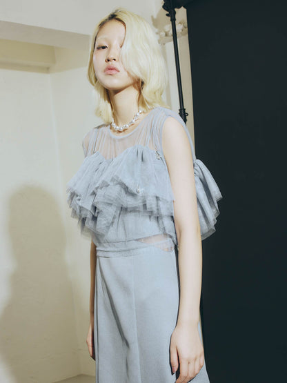 drop bijou frill top / ドロップビジューフリルトップ