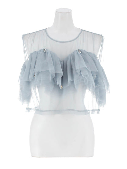 drop bijou frill top / ドロップビジューフリルトップ