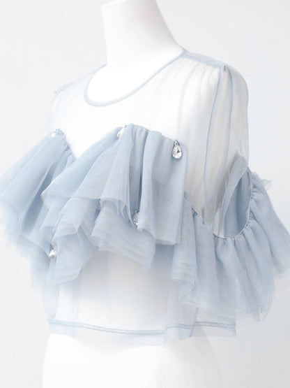drop bijou frill top / ドロップビジューフリルトップ