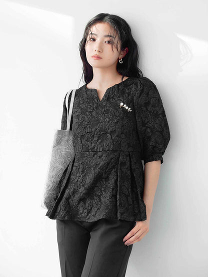 jaqurd peplum set up / ジャガードペプラムセットアップ