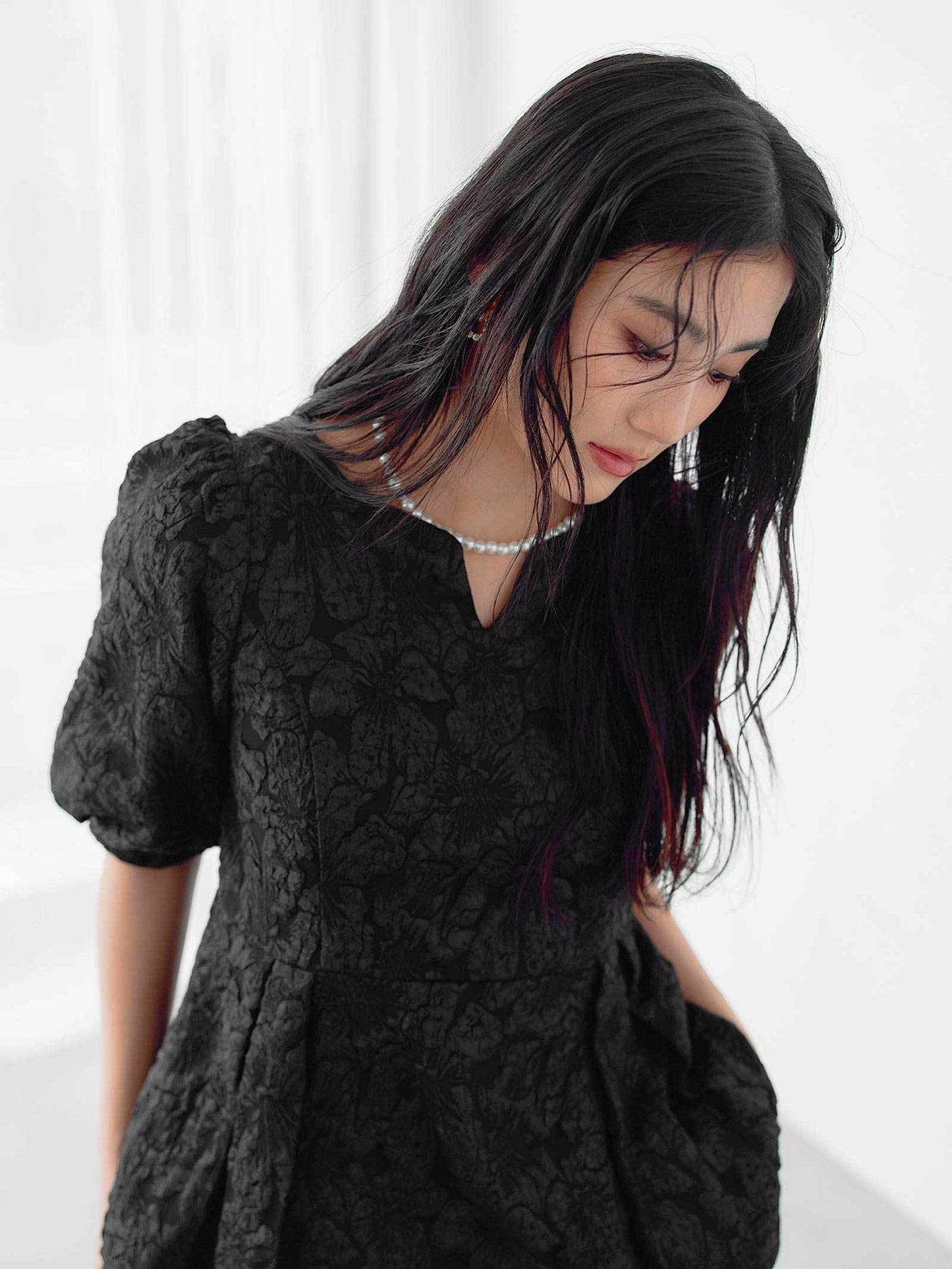 jaqurd peplum set up / ジャガードペプラムセットアップ