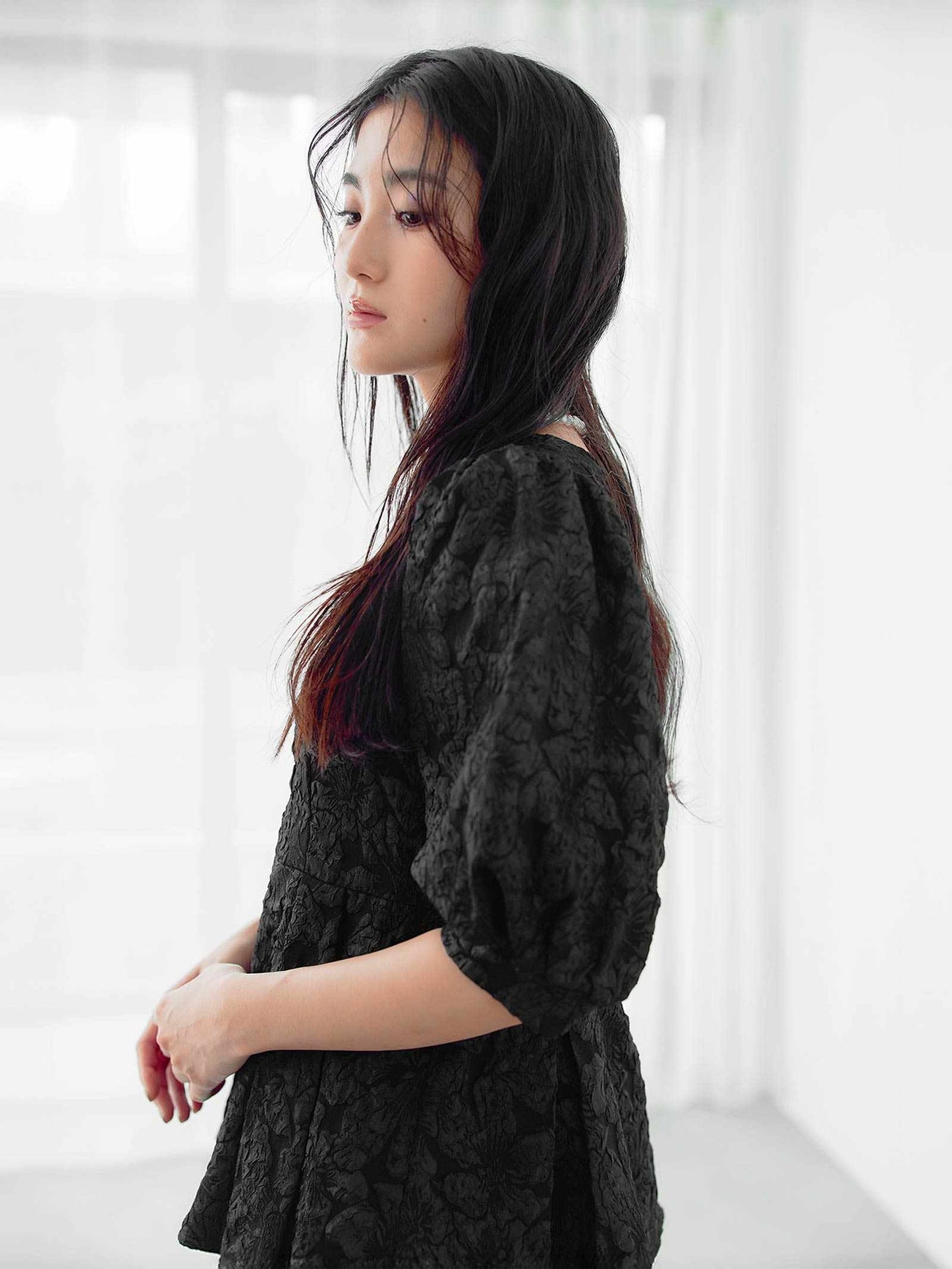 jaqurd peplum set up / ジャガードペプラムセットアップ