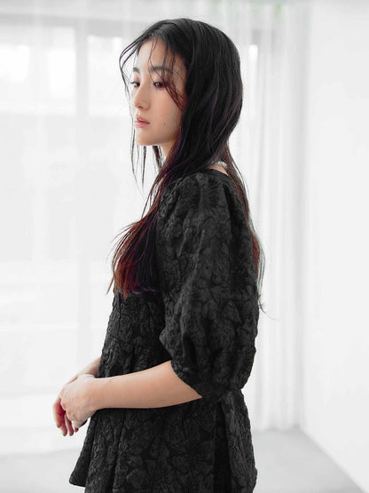 jaqurd peplum set up / ジャガードペプラムセットアップ