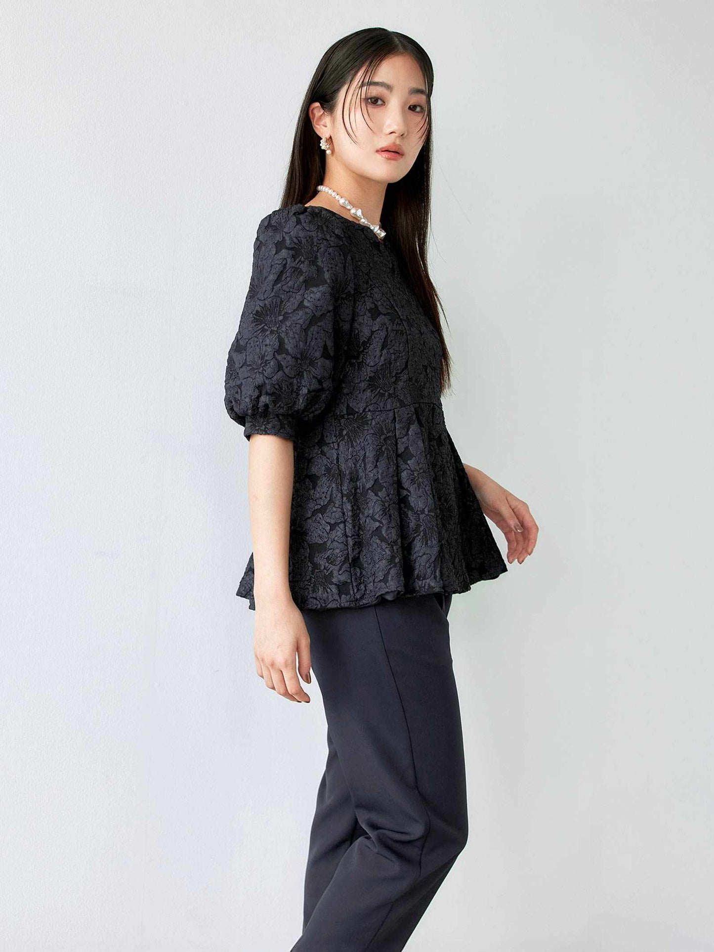 jaqurd peplum set up / ジャガードペプラムセットアップ
