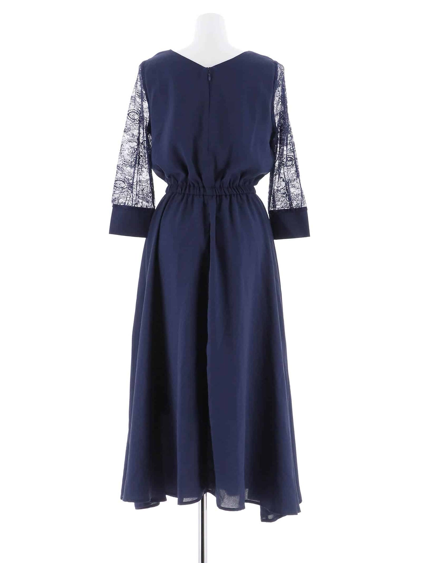 lace sleeve waist mark dress / レーススリーブウエストマークアンクル丈ワンピースドレス