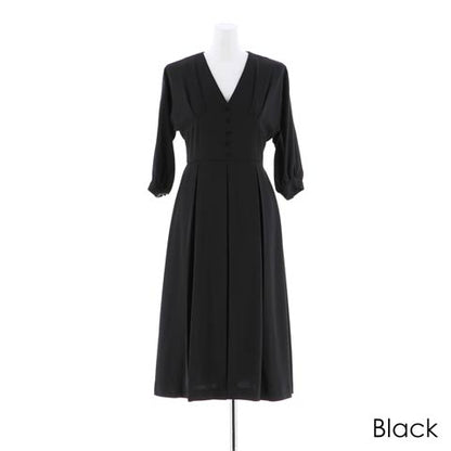 pleated sleeve midi dress / ボリュームスリーブプリーツミモレ丈ドレス