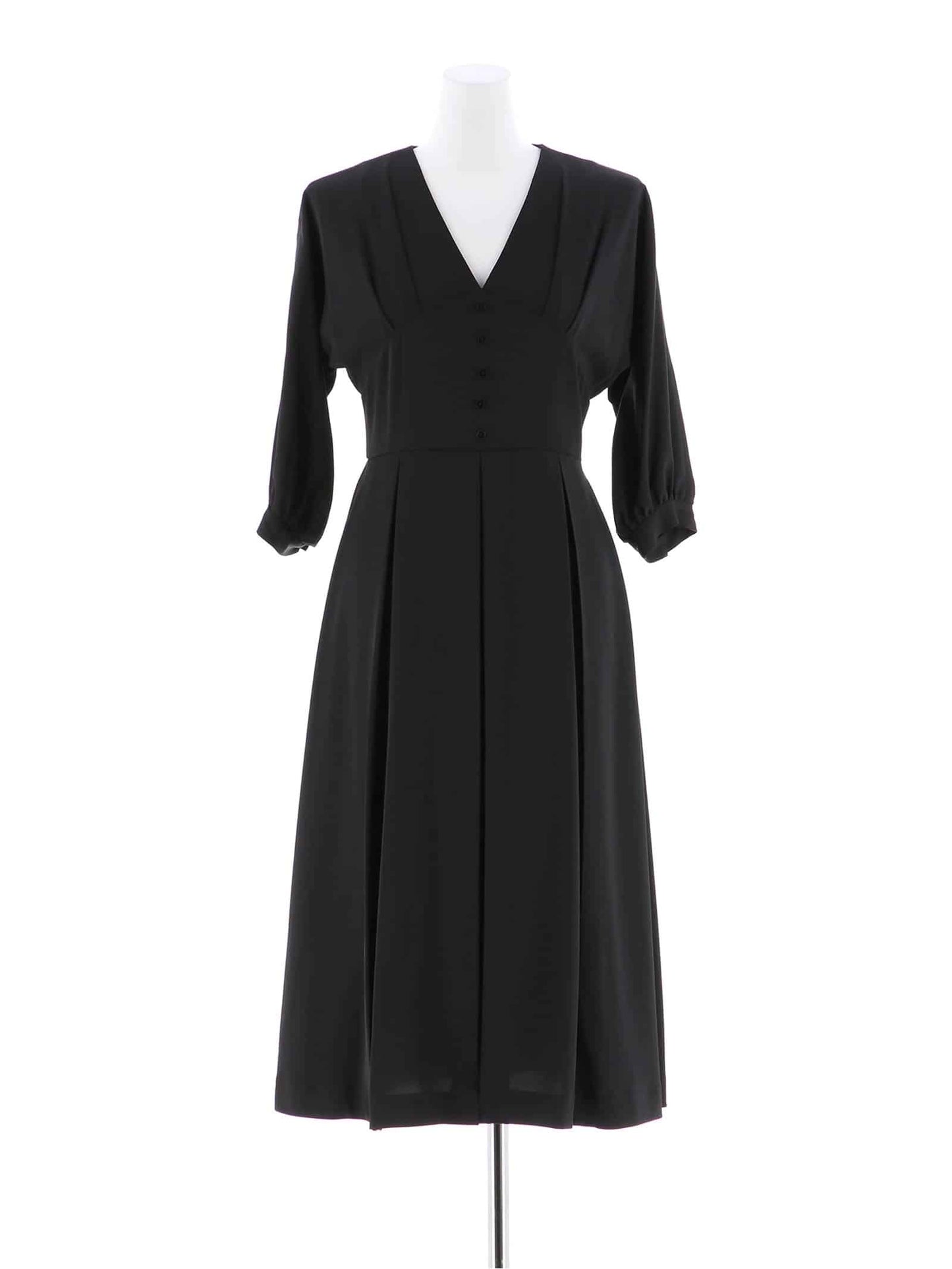 pleated sleeve midi dress / ボリュームスリーブプリーツミモレ丈ドレス
