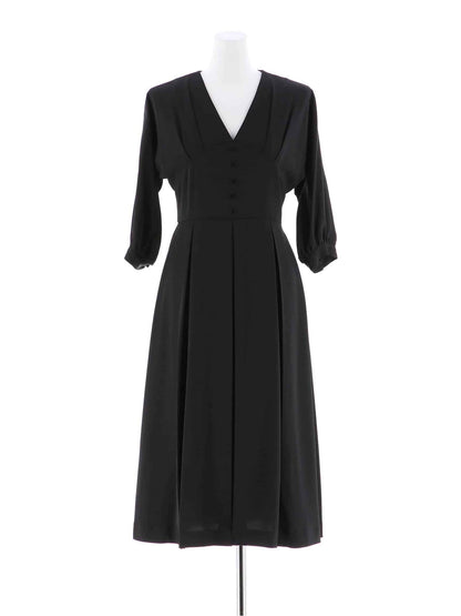 pleated sleeve midi dress / ボリュームスリーブプリーツミモレ丈ドレス