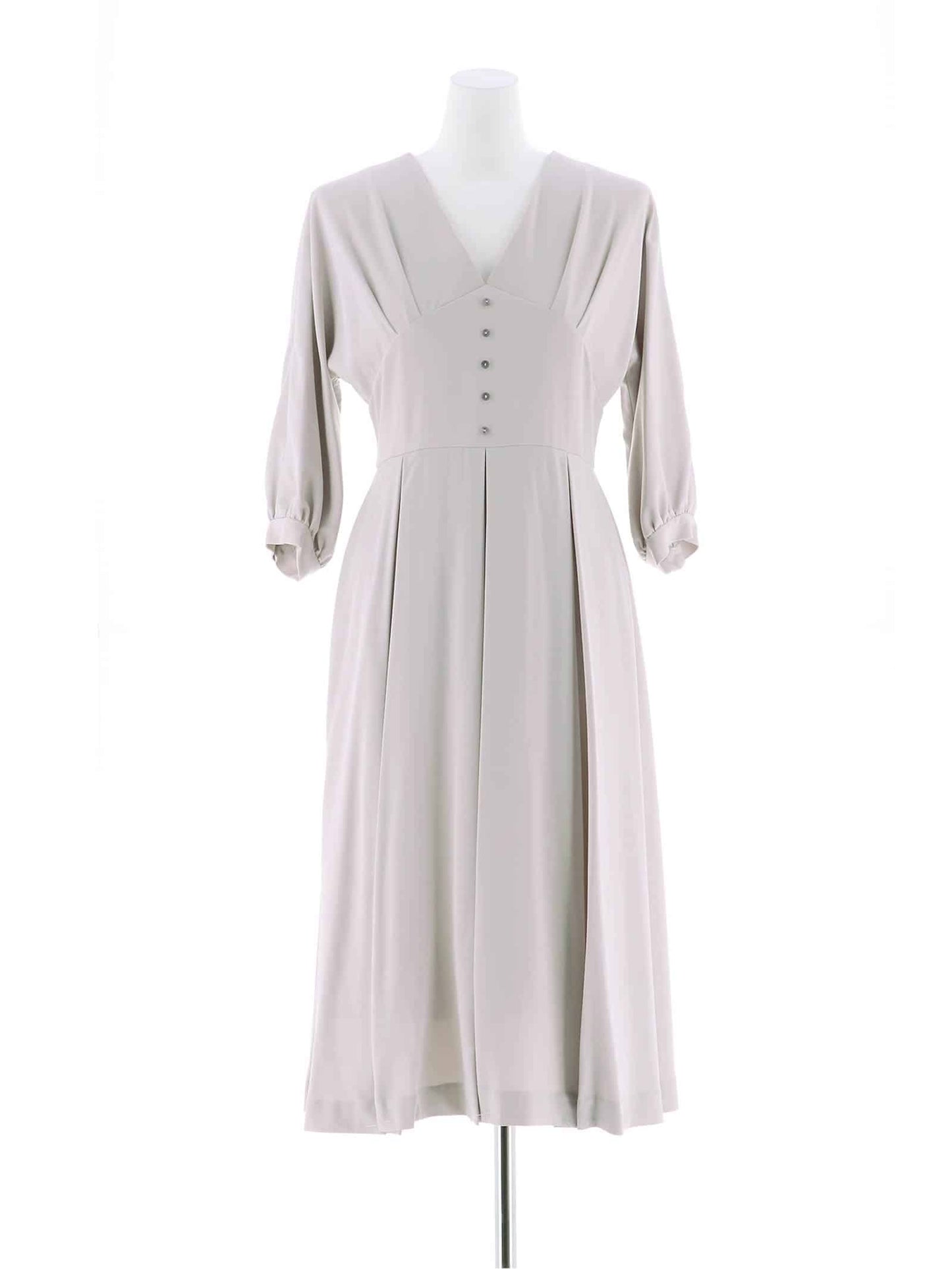 pleated sleeve midi dress / ボリュームスリーブプリーツミモレ丈ドレス