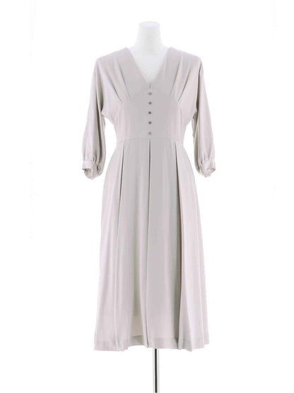 pleated sleeve midi dress / ボリュームスリーブプリーツミモレ丈ドレス