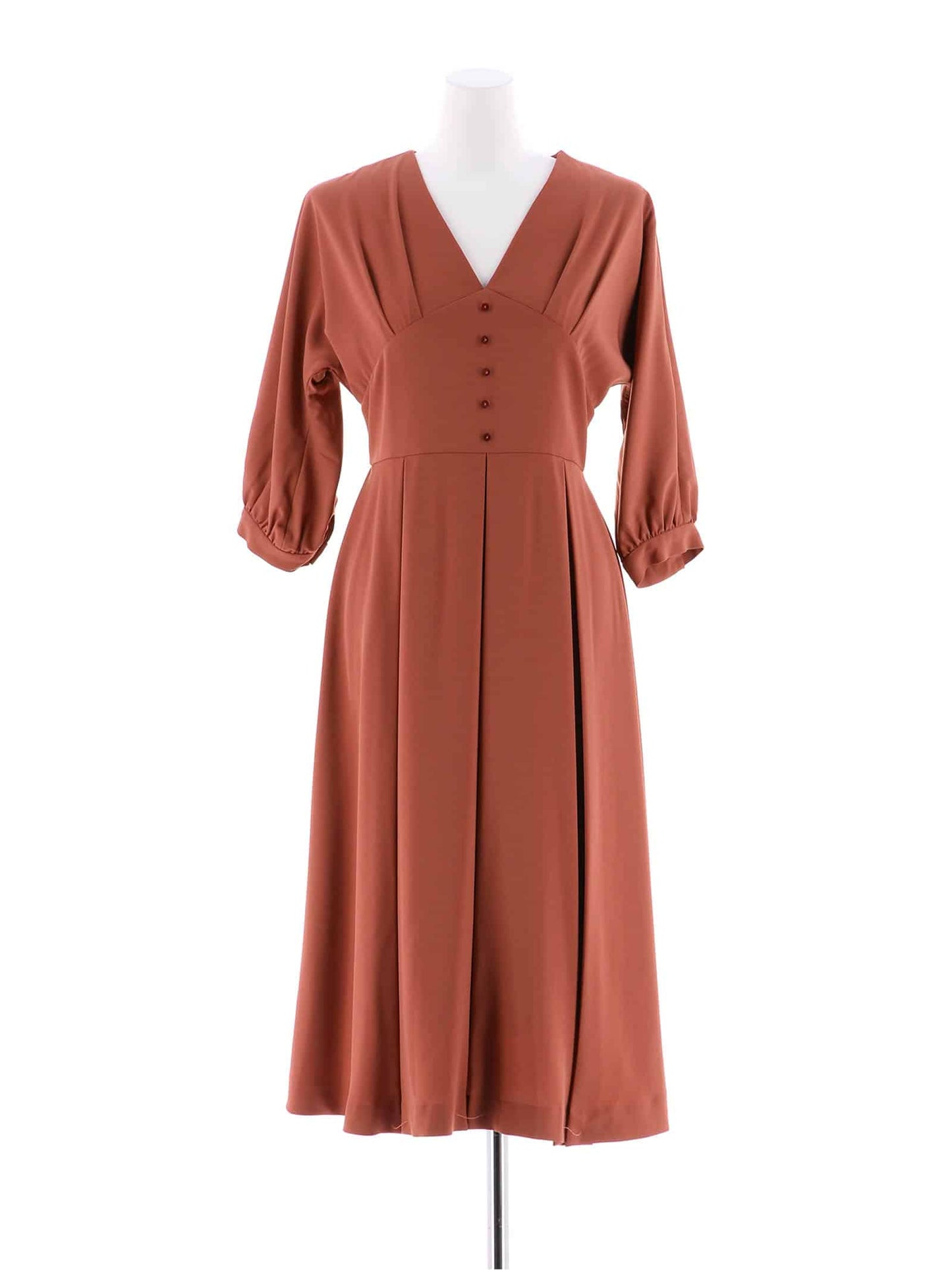 pleated sleeve midi dress / ボリュームスリーブプリーツミモレ丈ドレス