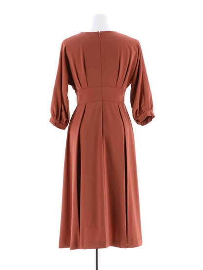 pleated sleeve midi dress / ボリュームスリーブプリーツミモレ丈ドレス