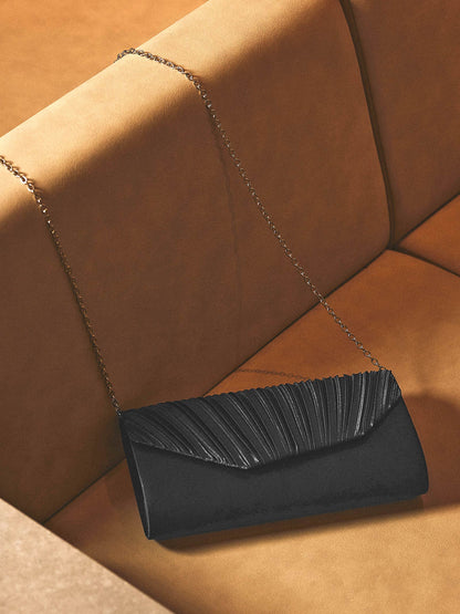 [2way]luminous satin pleated clutch & shoulder Bag / ルミナスサテンプリーツクラッチ＆ショルダーバッグ