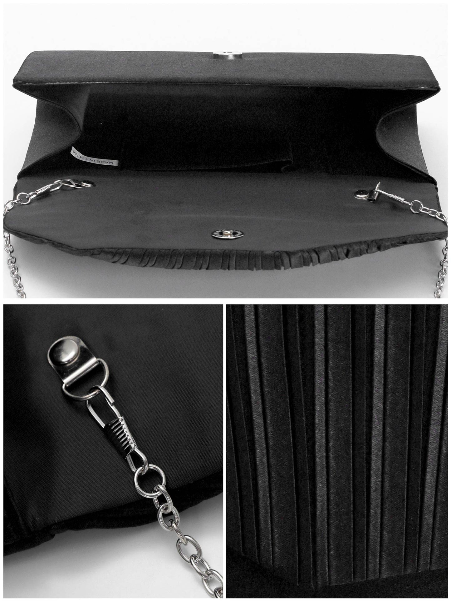 [2way]luminous satin pleated clutch & shoulder Bag / ルミナスサテンプリーツクラッチ＆ショルダーバッグ