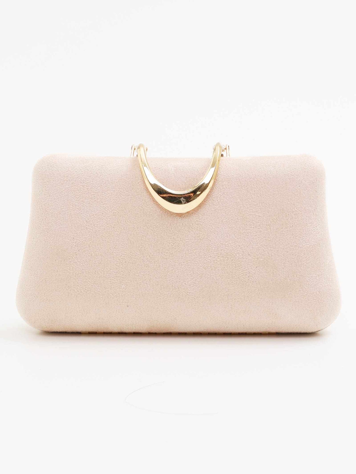 one-color suede gold-buckle clutch bag / ワンカラースエードゴールドバックルクラッチバッグ