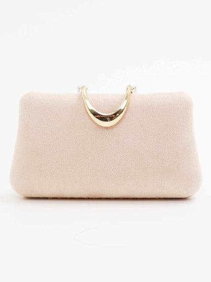 one-color suede gold-buckle clutch bag / ワンカラースエードゴールドバックルクラッチバッグ