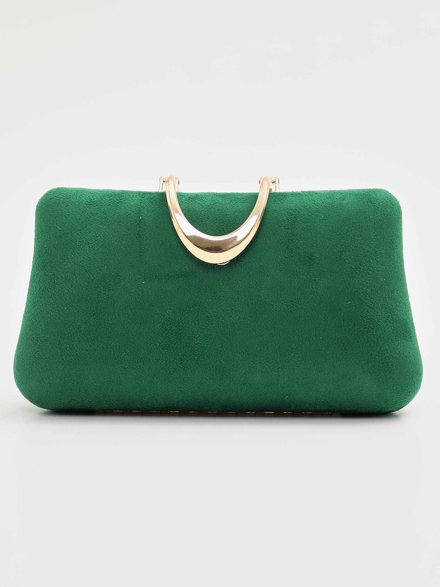 one-color suede gold-buckle clutch bag / ワンカラースエードゴールドバックルクラッチバッグ