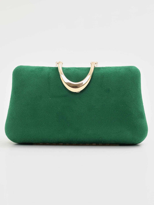one-color suede gold-buckle clutch bag / ワンカラースエードゴールドバックルクラッチバッグ