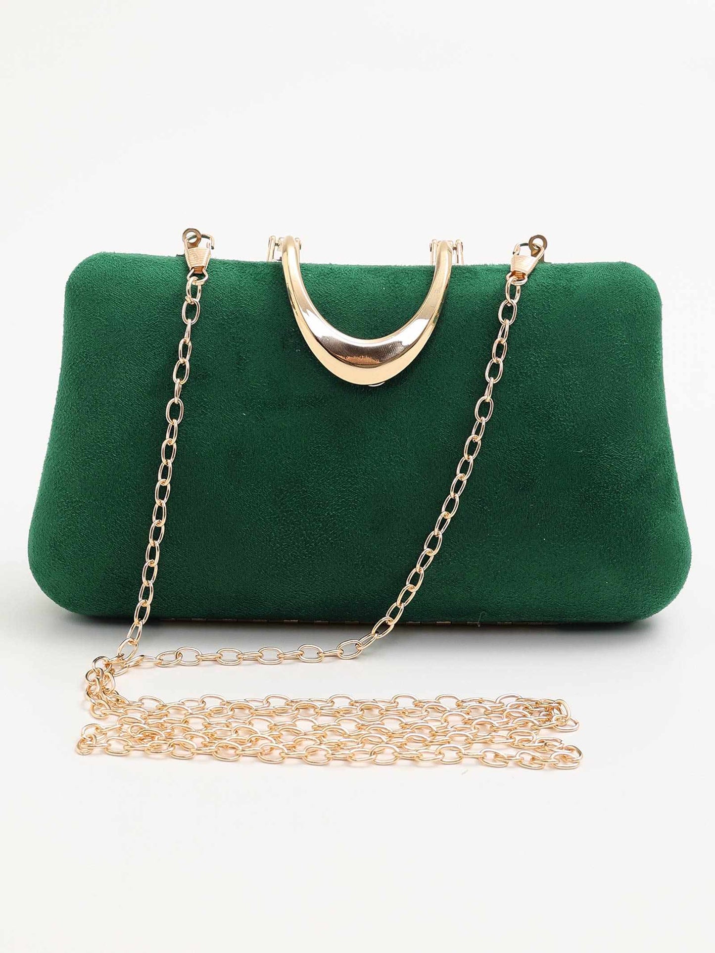 one-color suede gold-buckle clutch bag / ワンカラースエードゴールドバックルクラッチバッグ