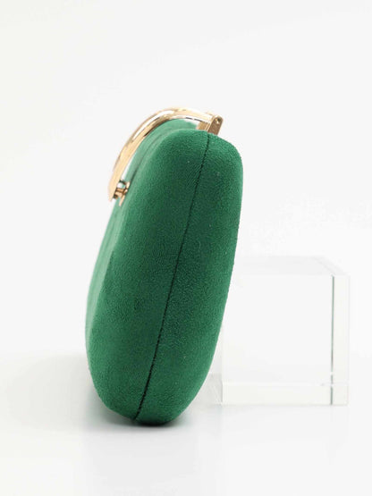 one-color suede gold-buckle clutch bag / ワンカラースエードゴールドバックルクラッチバッグ