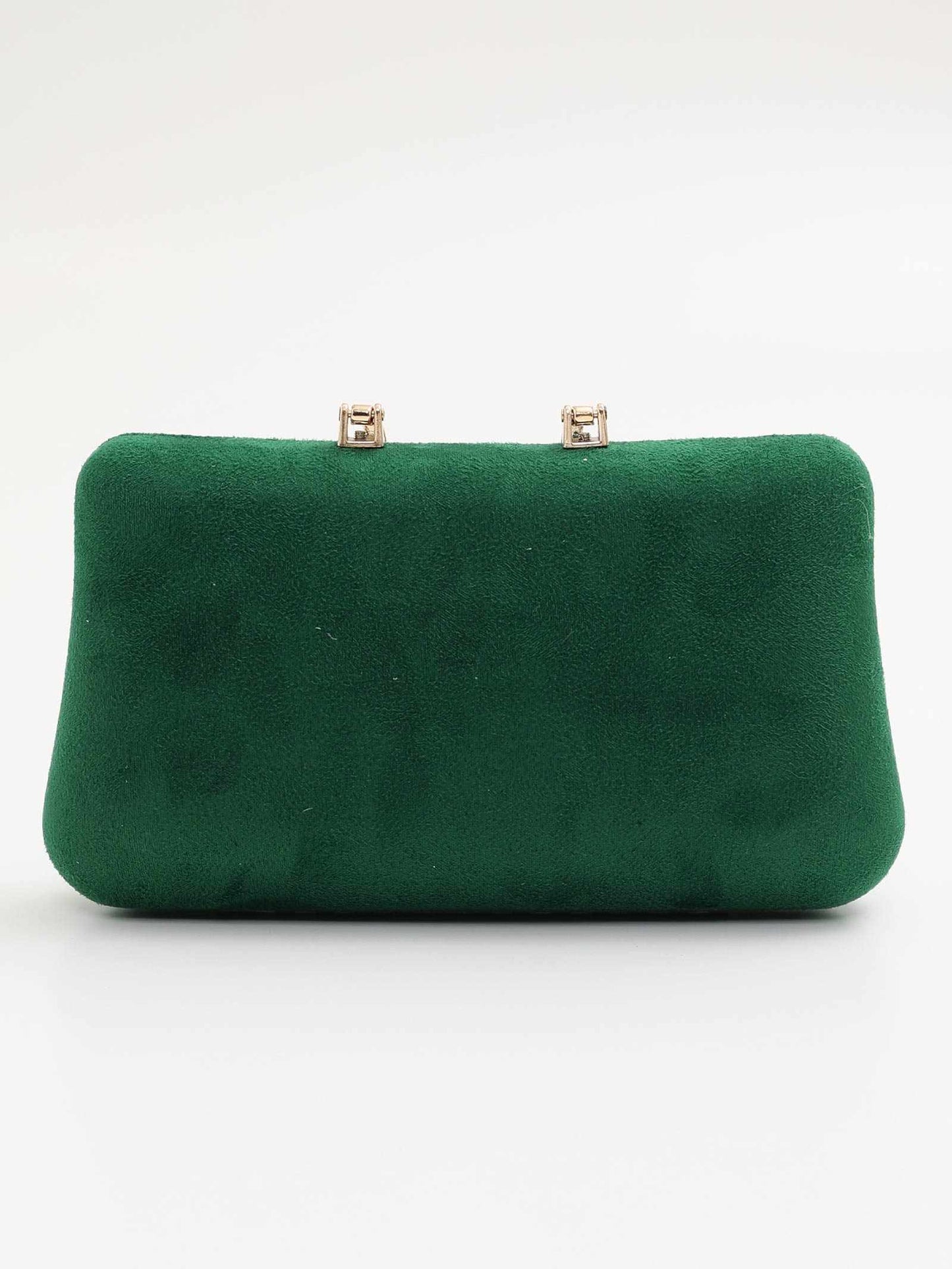 one-color suede gold-buckle clutch bag / ワンカラースエードゴールドバックルクラッチバッグ