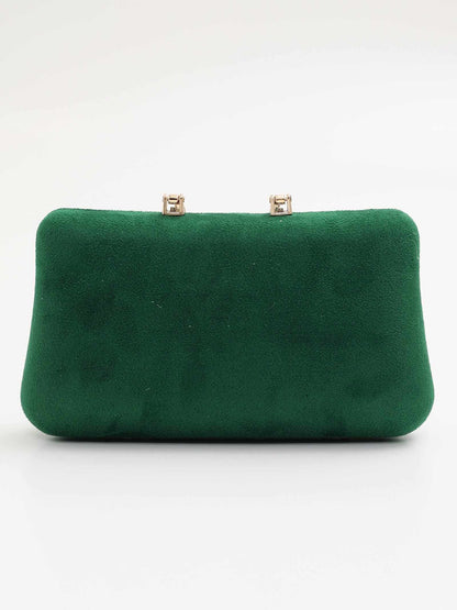 one-color suede gold-buckle clutch bag / ワンカラースエードゴールドバックルクラッチバッグ