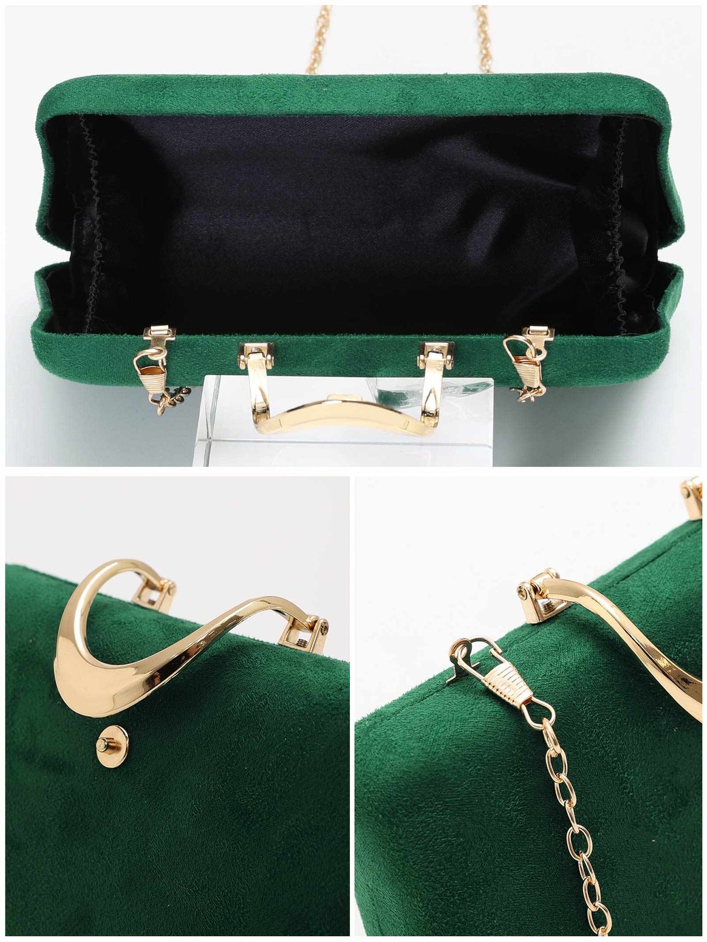 one-color suede gold-buckle clutch bag / ワンカラースエードゴールドバックルクラッチバッグ
