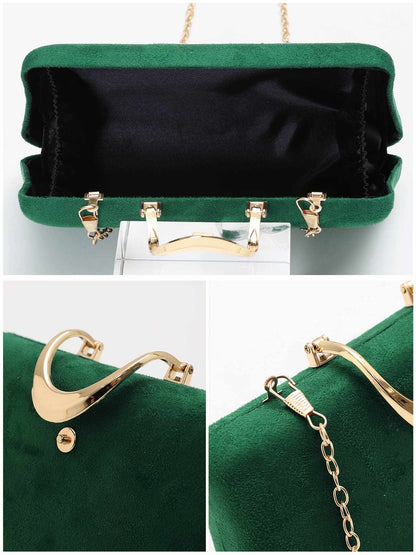 one-color suede gold-buckle clutch bag / ワンカラースエードゴールドバックルクラッチバッグ