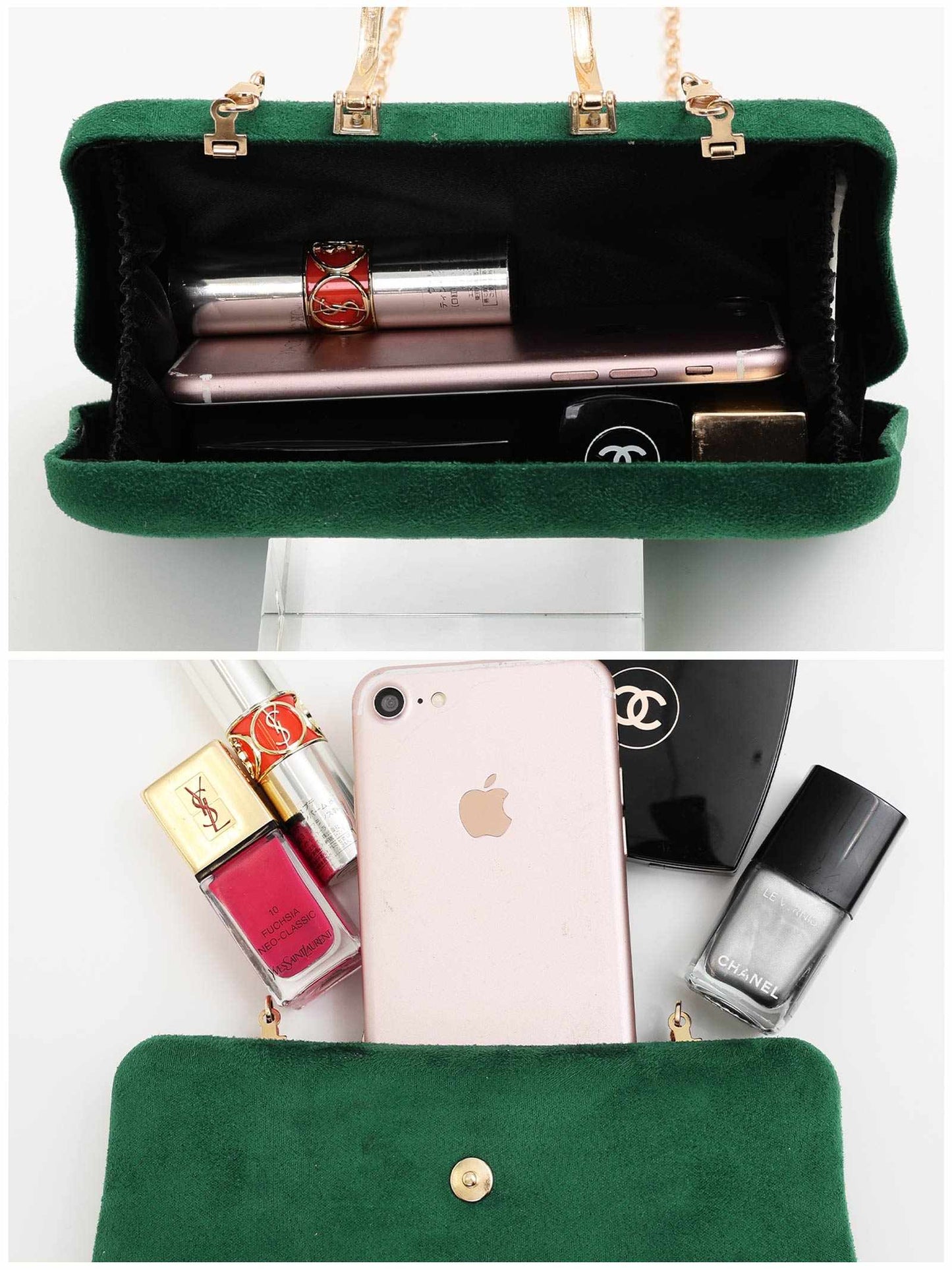 one-color suede gold-buckle clutch bag / ワンカラースエードゴールドバックルクラッチバッグ